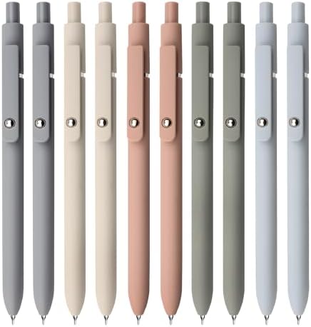 Gel Pens, 10Pcs 0.5mm Black Ink Pens Fine Point Smooth Writing Pens, High-End Series Retractable Pens for Journaling Note Taking, Cute Office School Supplies Gifts for Women (10 Pcs Morandi)
