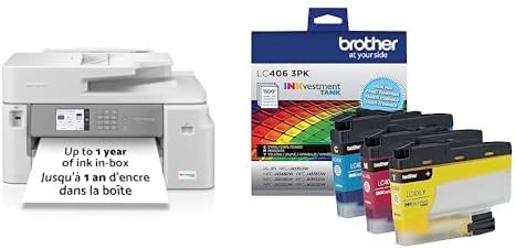 MFCJ5855DW Inkvestment Inkjet Printer and LC406KS Standard Yield Colour Inks 3-Pack (C, M, & Y)