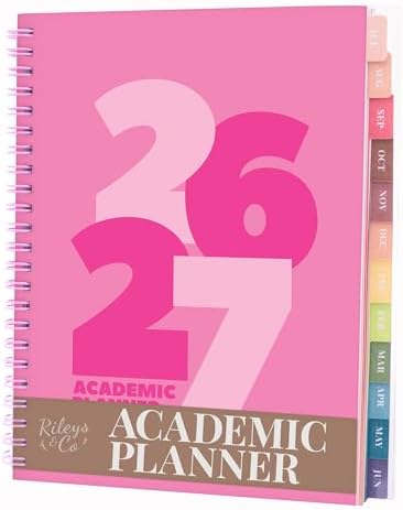 Rileys Academic Planner 2026-2027, Daily, Weekly & Monthly Planner, July 2026 - June 2027, Student Notes Pages, Twin-Wire Binding Weekly Agenda for School & Work (20 x 15 cm, Lilac)