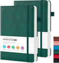 Notebook Journal for Work, 2 Pack Leather Journals for Women/Men, Hardcover Notebook for School Office Supplies, Travel Notepad with 100GSM Lined Paper, Inner Pocket, A5 (5.7"x8.4"), Green