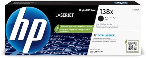 138X Black Original LaserJet Toner Cartridge 16.5 x 15.7 x 12.3 in White