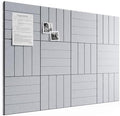 Large Felt Bulletin Board, 48" x 36" Cork Board Alternative, 12-Pack Bold Stripe Felt Wall Tiles with 30 Push Pins and 70 Adhesive Tabs, Ideal for Office, Home & Classroom, Soft Gray