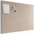 Large Felt Bulletin Board, 48" x 36" Cork Board Alternative, 12-Pack Fine Stripe Felt Wall Tiles with 30 Push Pins and 70 Adhesive Tabs, Ideal for Office, Home & Classroom, Taupe