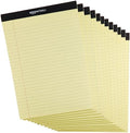 Basics Wide Ruled Lined Writing Note Pad, 8.5" x 11.75", Canary, 600 Perforated Sheets, 12-Pack of 50