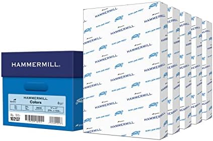 Colored Paper, 20 lb Blue Printer Paper, 11 x 17 - 5 Ream (2,500 Sheets) - Made in the USA, Pastel Paper