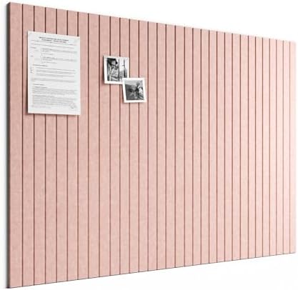 Large Cork Board Alternative - Slat Wall Paneling, Felt Bulletin Board Tiles for Office Decor, Push pin Board Office Wall Organizer -8 Vertical Stripes-12-Pack-Coral