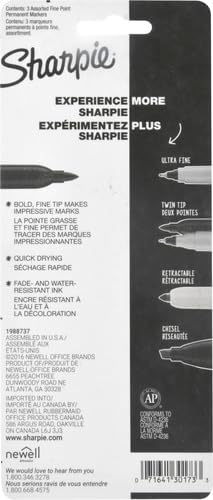 Permanent Markers, Fine Point, Assorted Colours, 3 Count (Pack of 5)