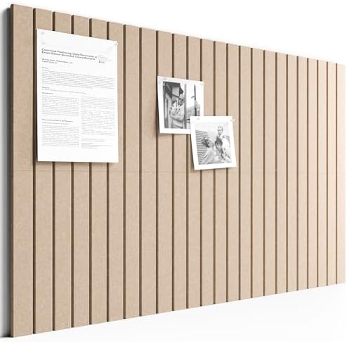 Large Felt Bulletin Board, 36" x 24" Cork Board Alternative, 6-Pack Fine Stripe Felt Wall Tiles with 30 Push Pins and 40 Adhesive Tabs, Ideal for Office, Home & Classroom, Taupe