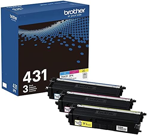 Original TN431 3PK Standard Yield Colour Toner Cartridge Value Pack (3), Toner Replacement cartridges, Cyan/Magenta/Yellow, for Laser Printers HL-L8360CDW, MFC-L8610CDW, and More