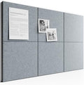 Large Felt Bulletin Board, 36" x 24" Cork Board Alternative, 6-Pack Solid Felt Wall Tiles with 30 Push Pins and 40 Adhesive Tabs, Ideal for Office, Home & Classroom, Blue Gray