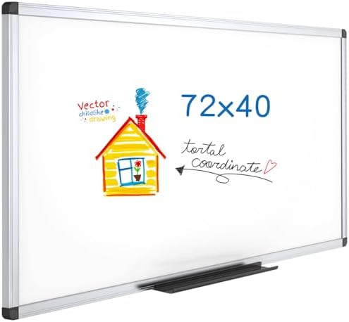 Magnetic Dry Erase Board, 72 X 40 Inches, Silver Aluminium Frame