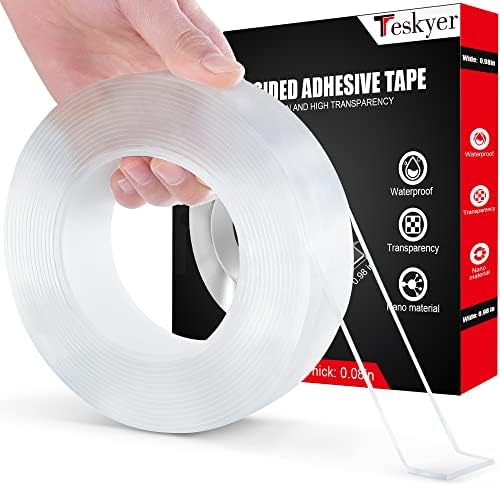 Double Sided Tape Heavy Duty, Strong Adhesive Multipurpose Mounting Tape, Removable and Reusable Transparent Tape(16.4ft /Roll, 0.98in Wide) | Heavy Duty, Strong Adhesive, Multipurpose Mounting, Removable and Reusable, Transparent
