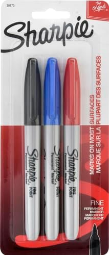 Permanent Markers, Fine Point, Assorted Colours, 3 Count (Pack of 5)