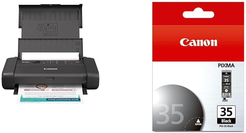 PIXMA TR160 Without Battery+ Genuine PGI-35BK Ink Cartridge, Black, Compatible with PIXMA iP100/iP110, Standard Yield, PGI35