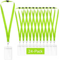 Breakaway Lanyards with Waterproof Badge Holders, Metal Hook, Polyester Neck Straps for ID Cards, Events, Office, and Schools (24, Apple Green)