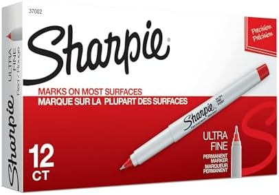 Permanent Markers, Ultra Fine Point, Red, 12 Count