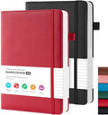 2 Pack Notebooks Journals for Women, A5 Diary Note book with Pen Loop, Travel Journal with 100GSM Lined Paper, Inner Pocket, for Gift, Office, School Supplies