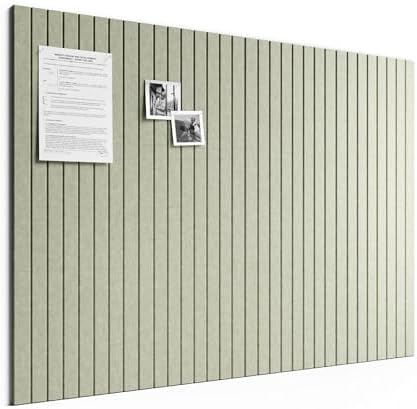 Large Cork Board Alternative - Slat Wall Paneling, Felt Bulletin Board Tiles for Office Decor, Push pin Board Office Wall Organizer -8 Vertical Stripes-12-Pack-Sage