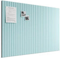 Large Felt Bulletin Board, 48" x 36" Cork Board Alternative, 12-Pack Fine Stripe Felt Wall Tiles with 30 Push Pins and 70 Adhesive Tabs, Ideal for Office, Home & Classroom, Teal Blue