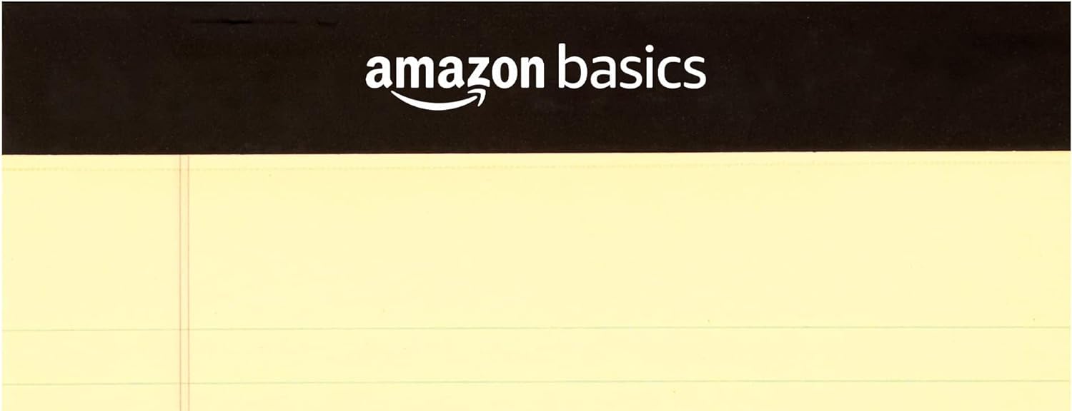 Basics Narrow Ruled Lined Writing Note Pad for School, 5 inch x 8 inch, Canary, 12 Count (12 Pack of 50)