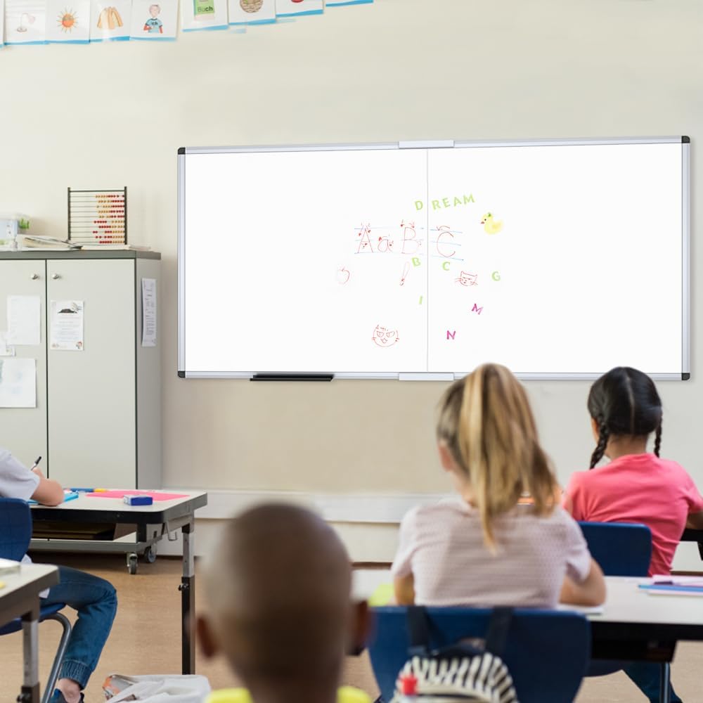 Large Dry Erase White Board/Magnetic Foldable Whiteboard, 72 X 48 Inches, Silver Aluminium Frame