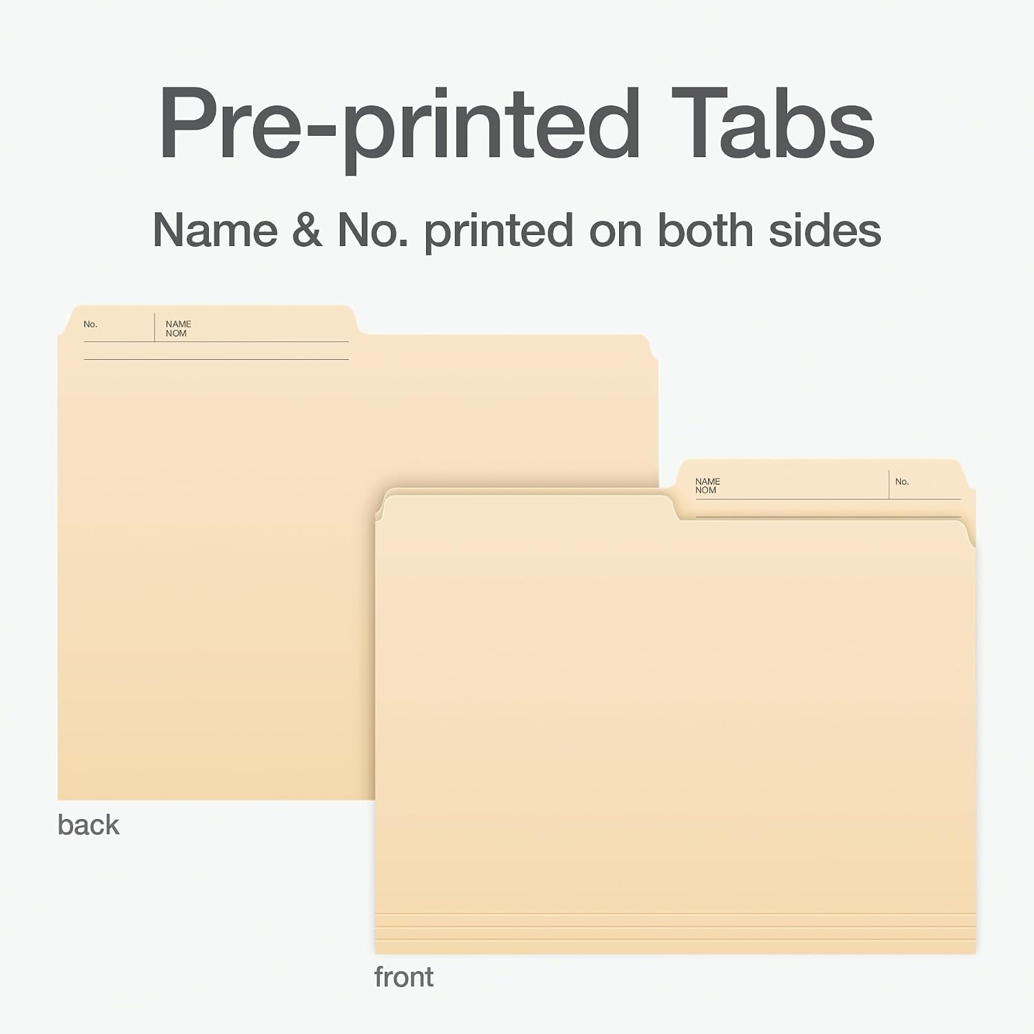 File Folders, 100-Pack, Letter Size, 1/2-Cut Reversible Tab, Manila, for File Cabinets, File Organizer, Corporate Office, School and Business Document Organization