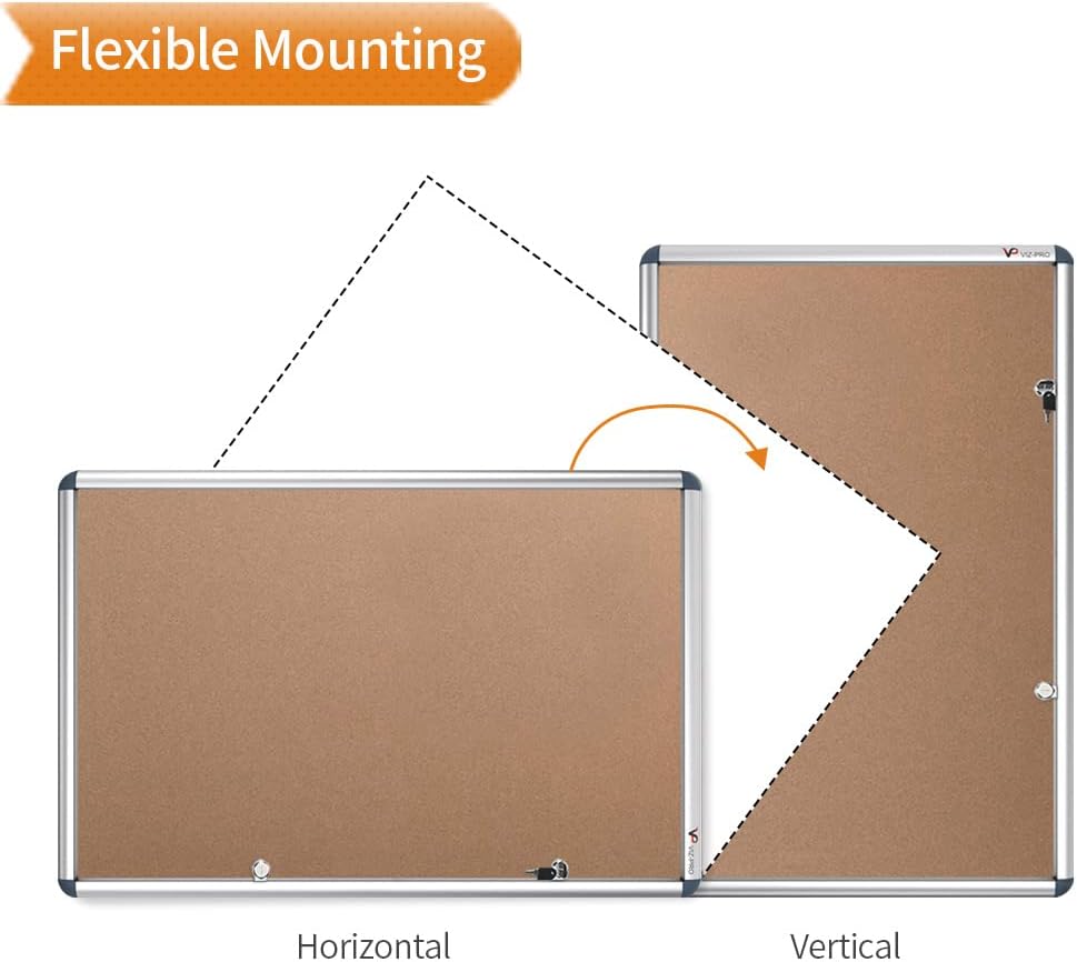 Tamperproof Lockable Cork Noticeboard Class 1 Aluminium Framed 48x36 Inches