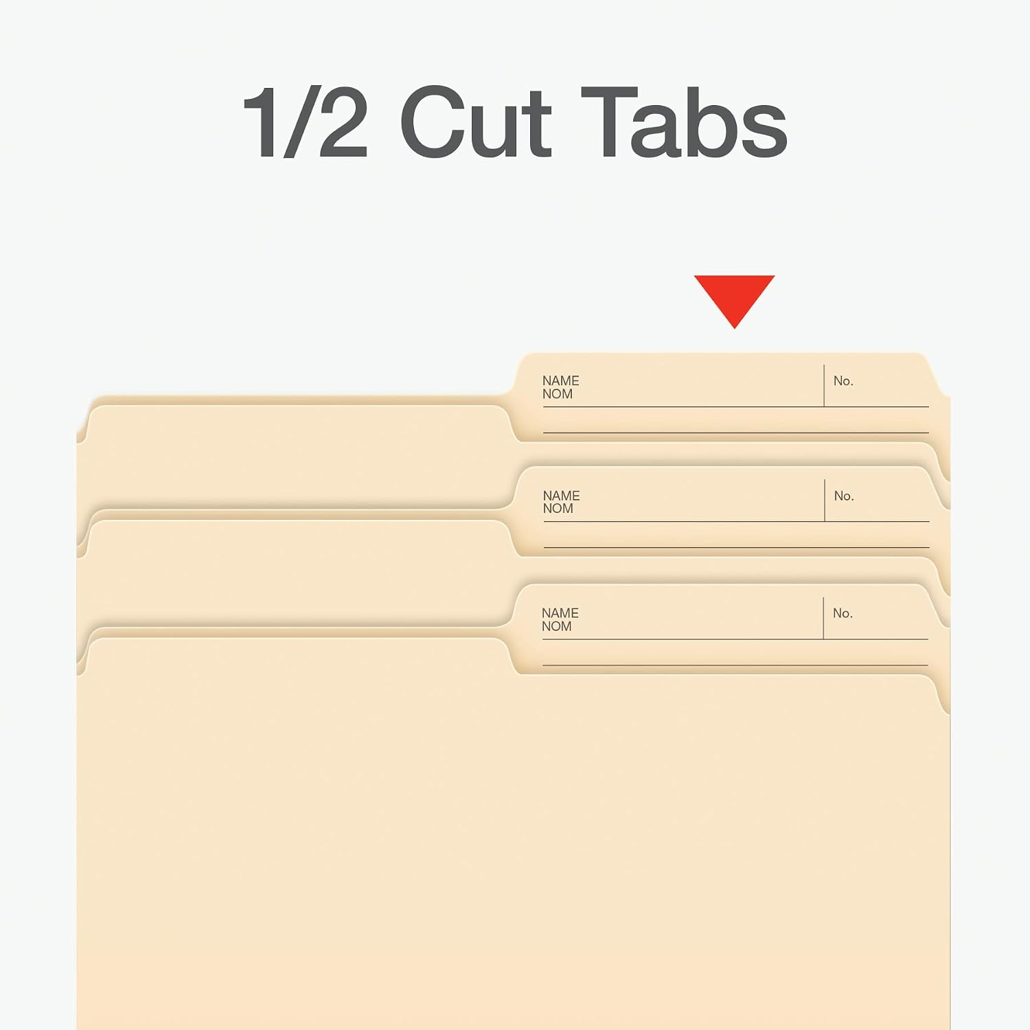 File Folders, 100-Pack, Letter Size, 1/2-Cut Reversible Tab, Manila, for File Cabinets, File Organizer, Corporate Office, School and Business Document Organization