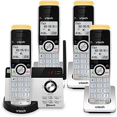 4-Handset Expandable Cordless Phone with Super Long Range, Bluetooth Connect to Cell, Smart Call Blocker and Answering System, IS8121-4 (Silver/Black)