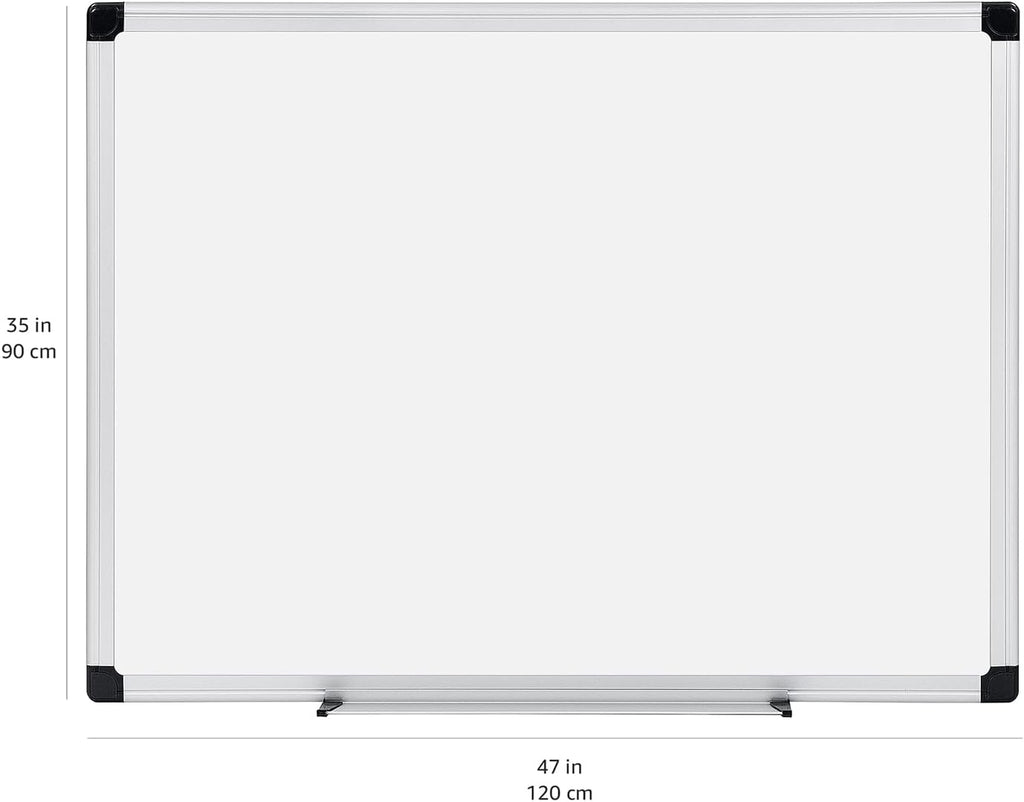 Basics Magnetic Whiteboard/Dry Erase Board, 36 x 48-Inch, Aluminum Frame, Silver/White