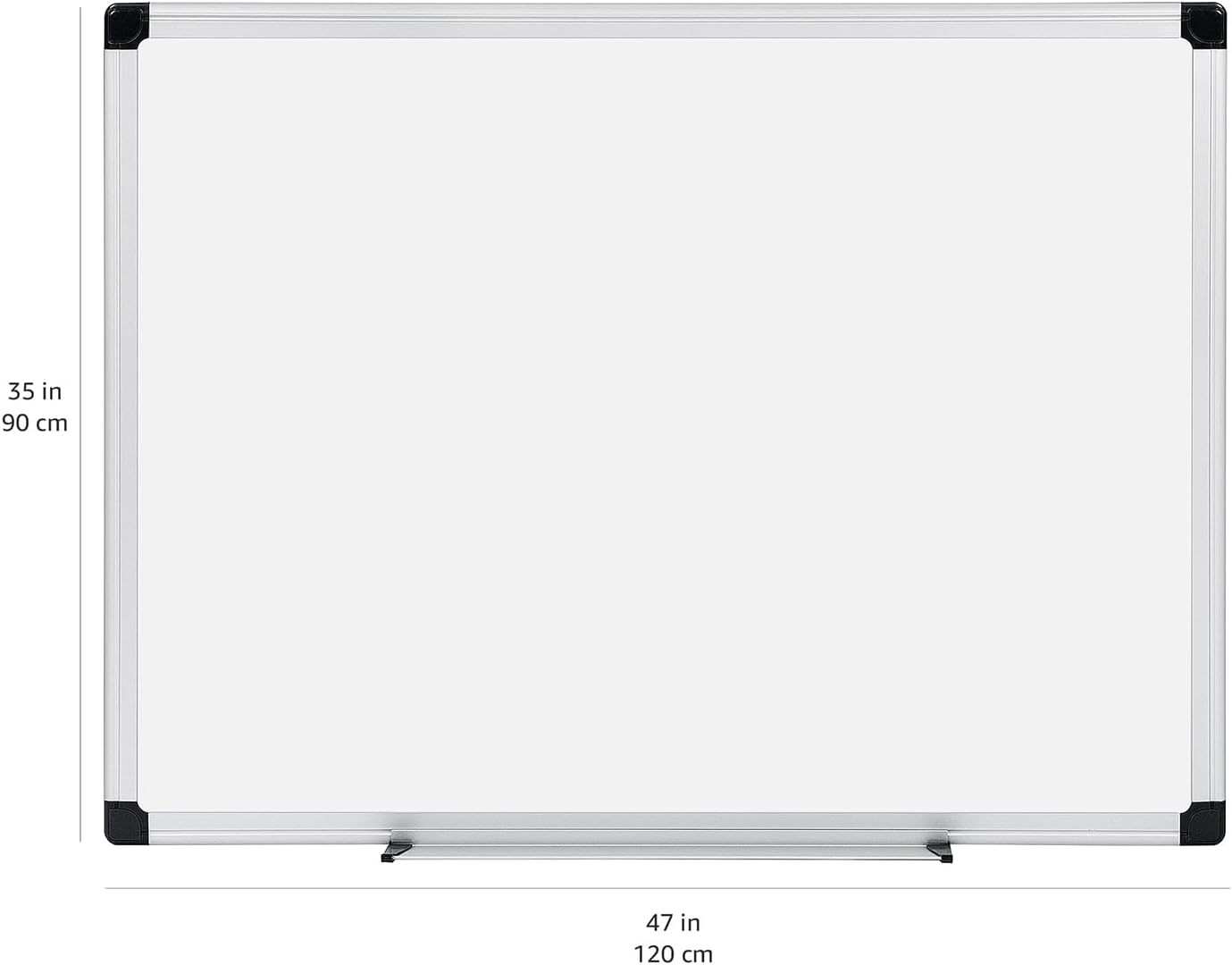 Basics Magnetic Whiteboard/Dry Erase Board, 36 x 48-Inch, Aluminum Frame, Silver/White