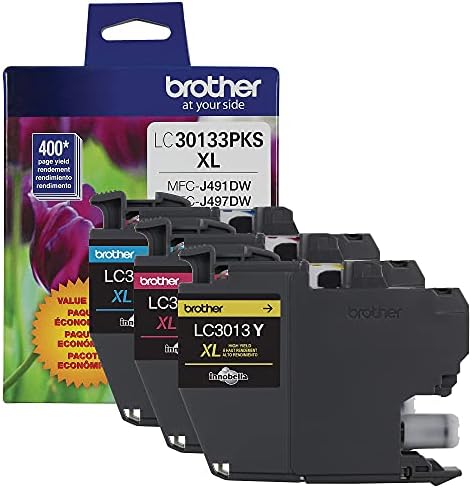 Genuine LC30133PKS High-Yield Colour Ink Cartridge Value Pack (3), Original Ink Replacement cartridges, Cyan/Magenta/Yellow, Ink for Inkjet Printers MFC-J491DW, MFC-J497DW, MFC-J690DW