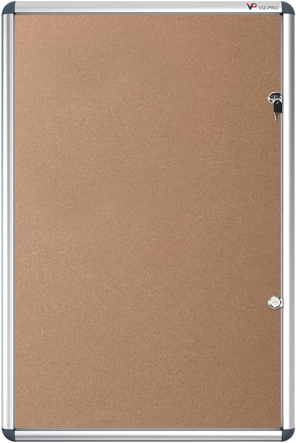 Tamperproof Lockable Cork Noticeboard Class 1 Aluminium Framed 48x36 Inches