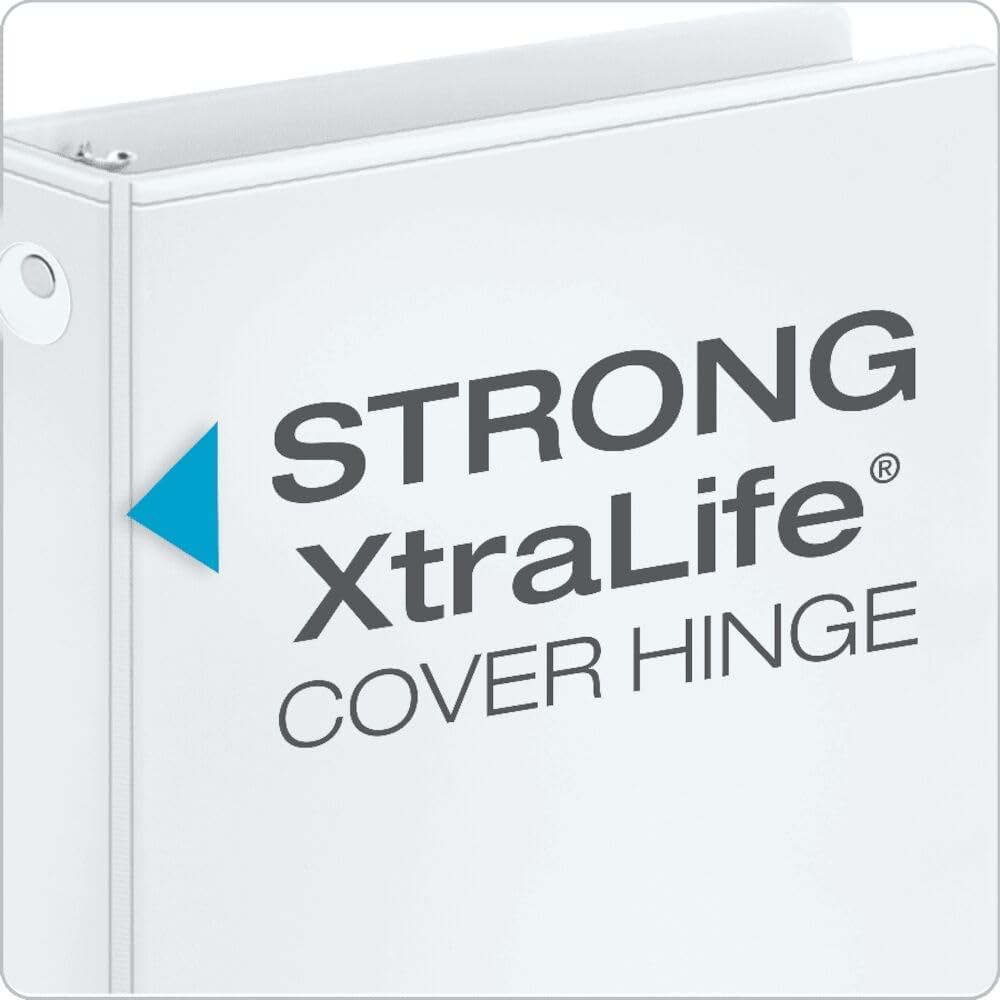 Binders 3 Ring, 1 Inch Round Ring, ClearVue Custom Cover, White, Holds 225 Sheets, Non-Stick PVC-Free, Recycled Board, Case of 12 for Office or School Organization