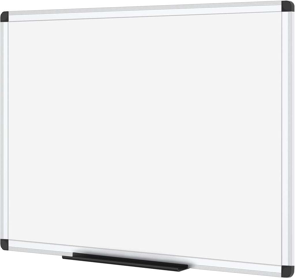 Magnetic White Board, Dry Erase Board 24 X 18 Inches, Whiteboard with Silver Aluminium Frame | With aluminium frame and removable pen tray, scratch-resistant, magnetic board for office, home and school