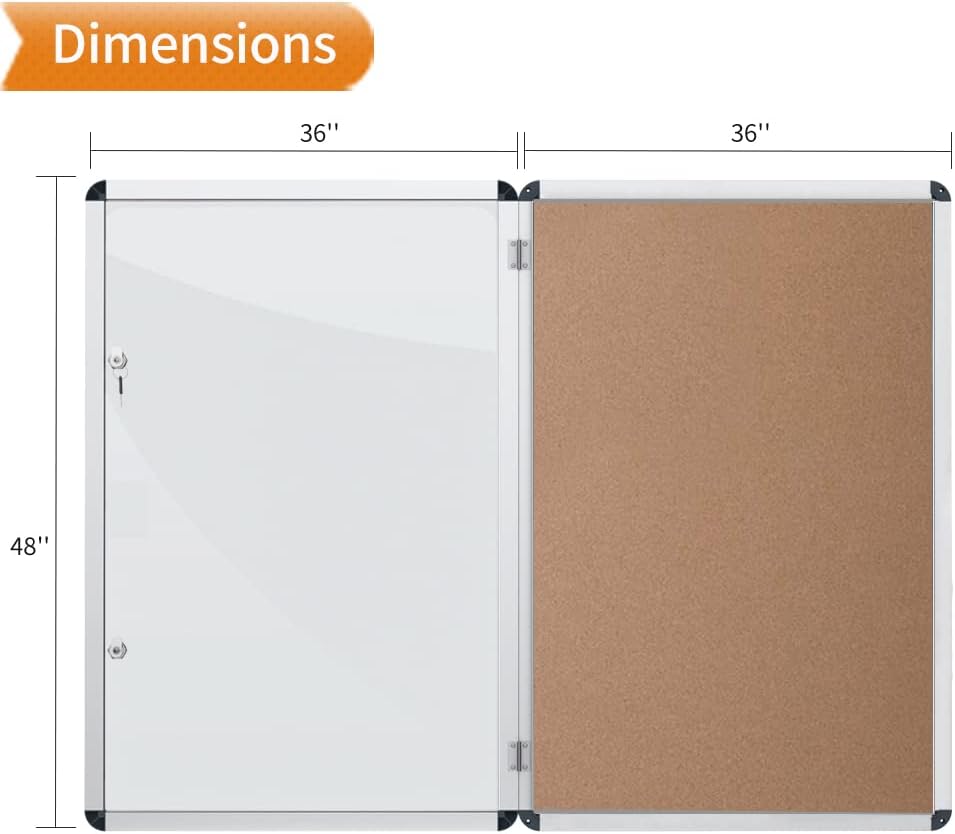 Tamperproof Lockable Cork Noticeboard Class 1 Aluminium Framed 48x36 Inches