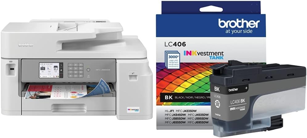 MFCJ5855DW Inkvestment Inkjet Printer and LC406BKS Black Standard Yield Ink