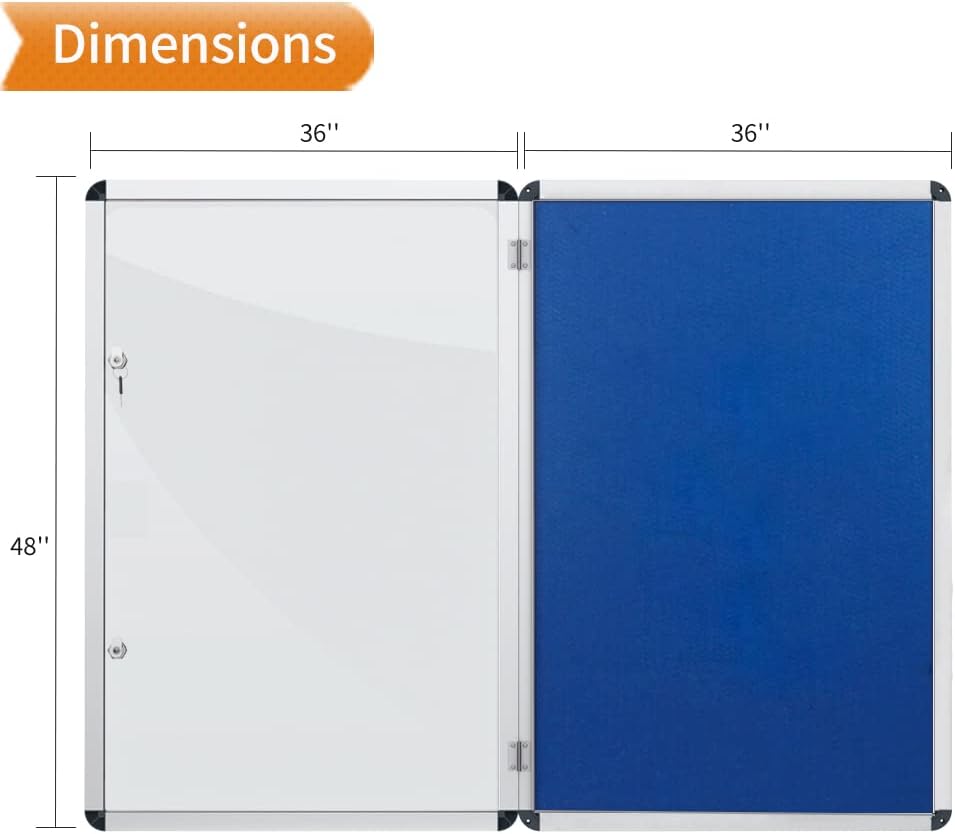 Tamperproof Lockable Noticeboard Class 1 Aluminium Framed 48x36 Inches