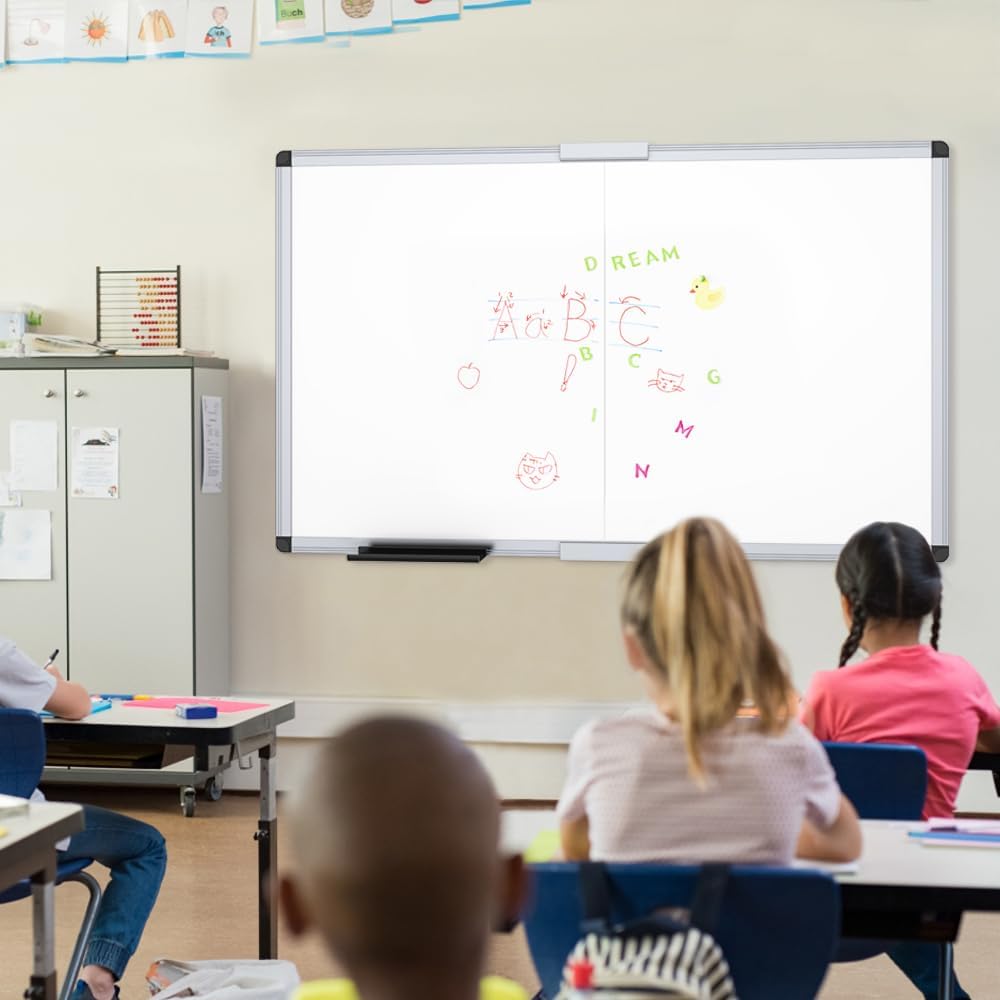 Large Dry Erase White Board/Magnetic Foldable Whiteboard, 60 X 36 Inches, Silver Aluminium Frame