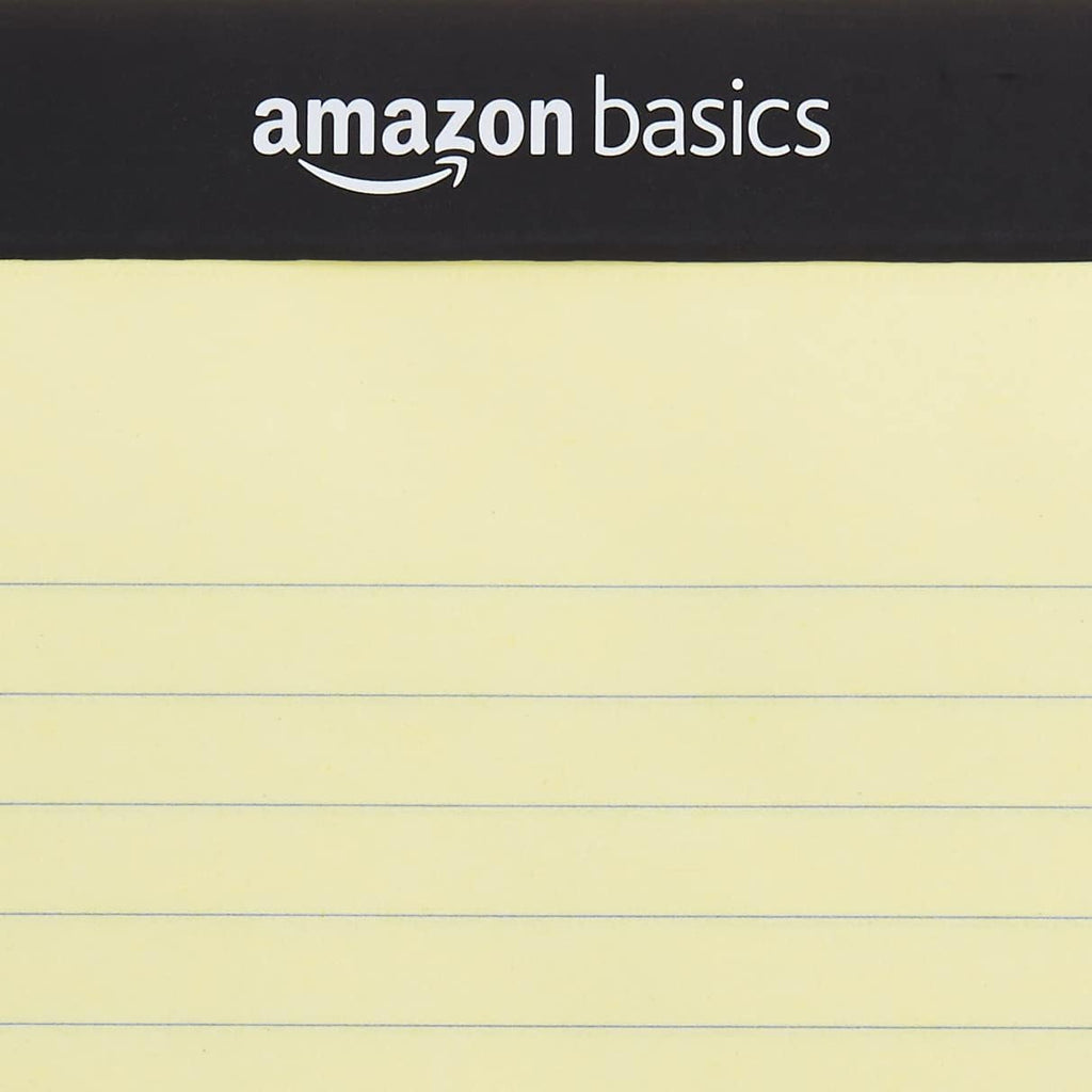 Basics Wide Ruled Lined Writing Note Pad, 8.5" x 11.75", Canary, 600 Perforated Sheets, 12-Pack of 50