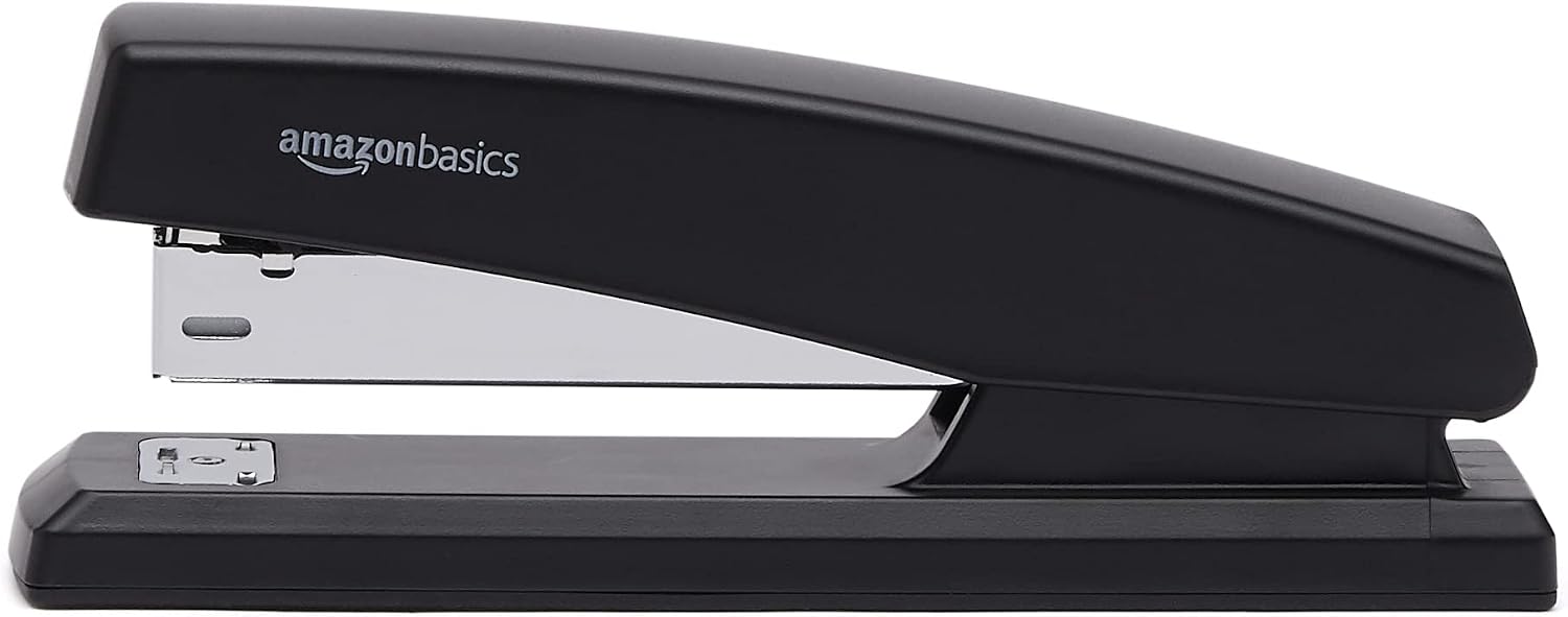 Basics 25-Sheet Capacity, Non-Slip, Office Desk Stapler with 1000 Staples, Black - Pack of 12
