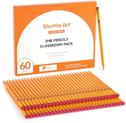 Basics Woodcased Classroom #2 Pencils with Erasers, Pre-sharpened, HB Lead, Value Pack of 30 count, Orange