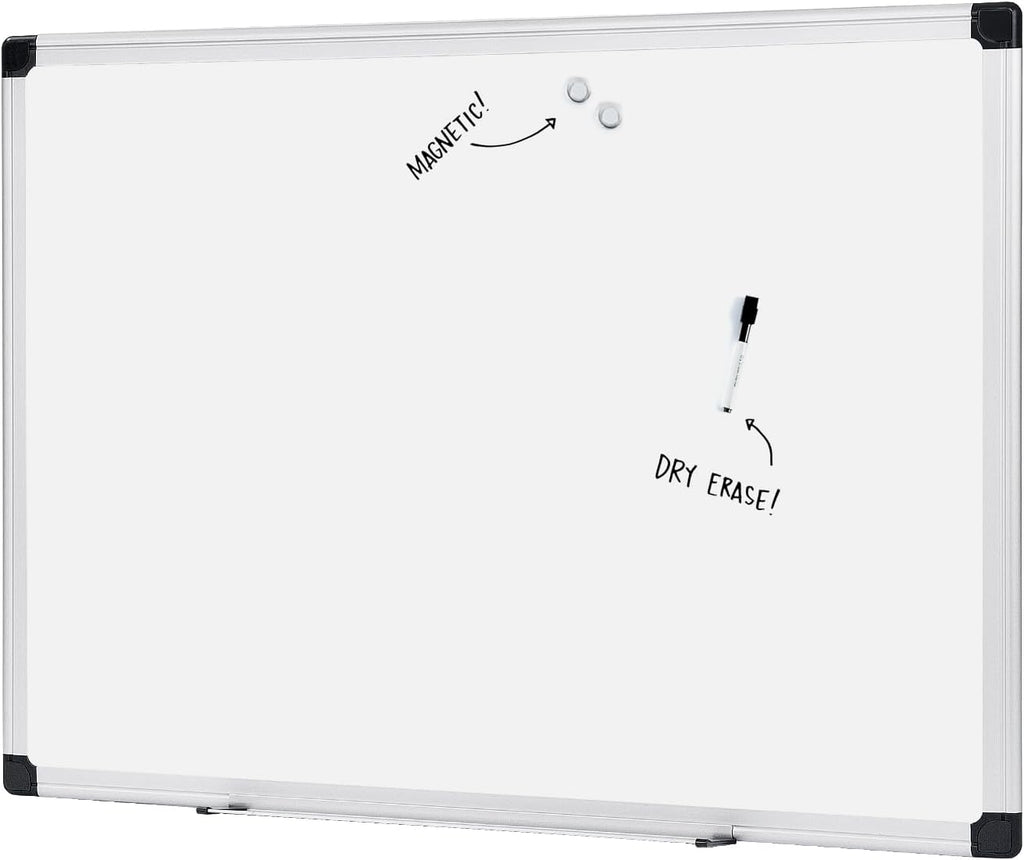 Basics Magnetic Whiteboard/Dry Erase Board, 36 x 48-Inch, Aluminum Frame, Silver/White