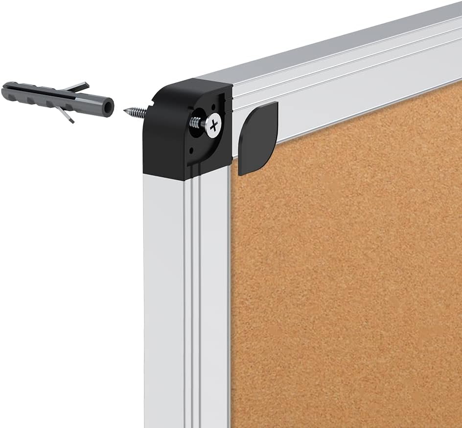 Cork Notice Board, 48 X 36 Inches, Cork Bulletin Board with Silver Aluminium Frame