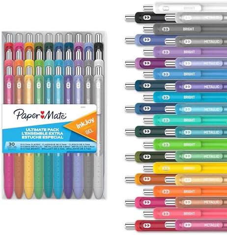 InkJoy Gel Pens Ultimate Pack, Retractable Pens, Featuring Classic, Bright!, and Metallic Pens, Assorted, 30 Count