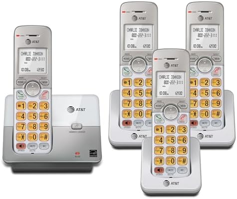 4-Handset DECT 6.0 Cordless Home Phone with LCD Display, Lighted Keypad, Caller ID/Call Waiting, Simulated Full-Duplex Handset Speakerphone, Eco Mode, Voicemail Key, Quiet Mode, Intercom, EL51403