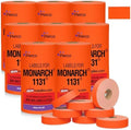 Fluorescent Red Pricing Labels for Monarch 1131 Price Gun – 8 Sleeves, 64 Rolls Value Pack - 160,000 Price Marking Labels – with Ink Rolls Included