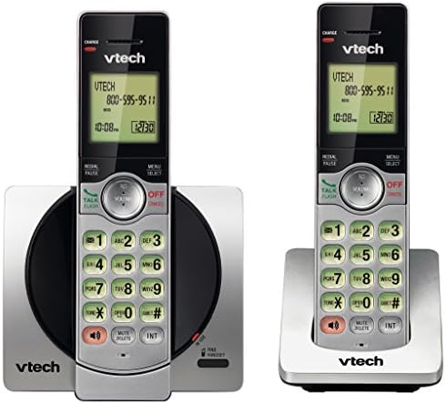 DECT 6.0 Dual Handset Cordless Phones with CID, Backlit Keypads and Screens, Full Duplex Handset Speakerphones, and Call Block Silver/Black