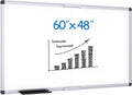 Magnetic Dry Erase Board/Foldable Whiteboard, 60 X 48 Inches | Silver Aluminum Frame, Wall-Mounted Board with Marker Tray for School Office and Home 5' X 4'