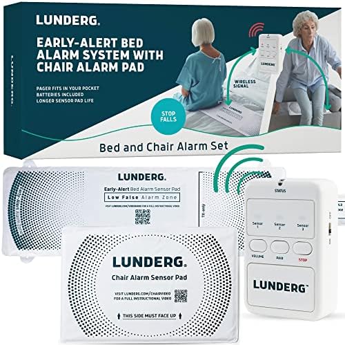 Wireless Early Alert Bed & Chair Alarm Set for Elderly - Alerts Caregivers Before They Get Up, No in-Room Alarm to Frighten Your Loved One, Fall Prevention for Dementia Care, US Company